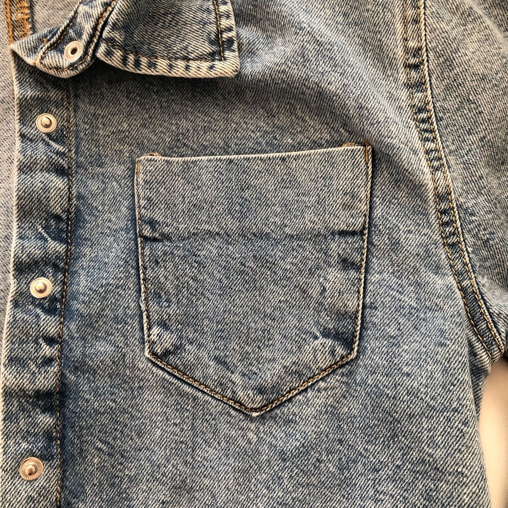 Girls Zara Denim Overshirt Shacket Jacket Shirt with Pocket size 8-9 - Picture 5 of 9